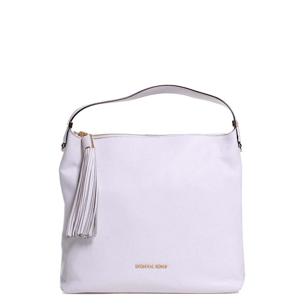 Michael Kors Weston Large Top Zip Shoulder Bag Optic White Handbag Purse NEW